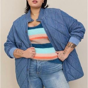 Chambray Quilted Jacket. Brand New W/ Tags